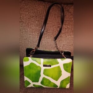 Miche Green and White Patterned Shoulder Bag